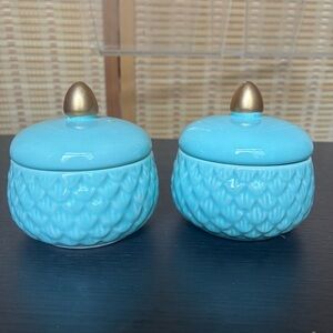 Blue ceramic containers